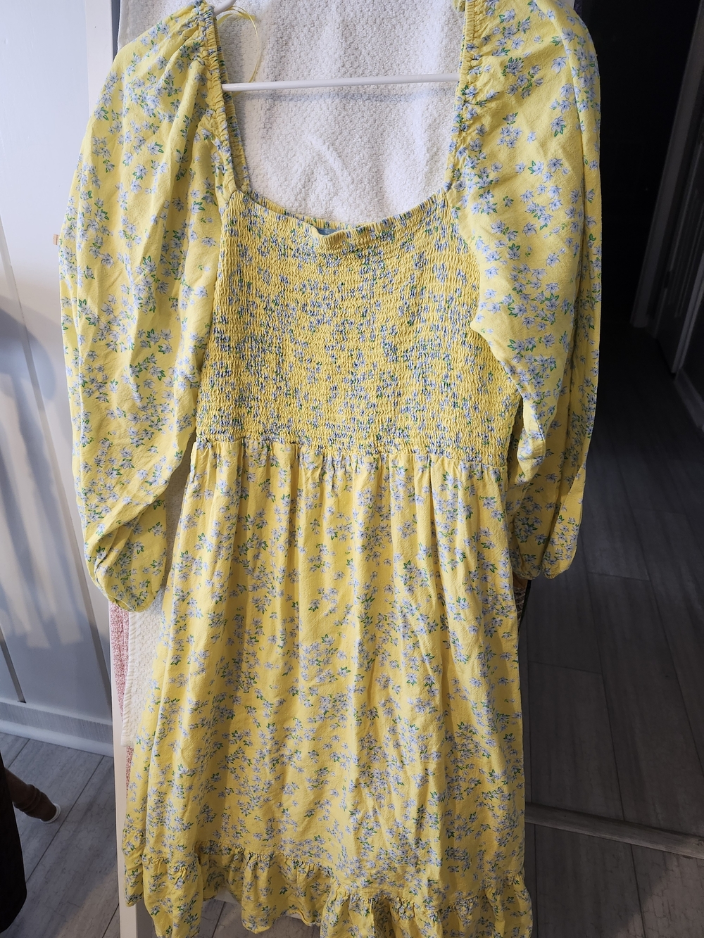 Draper James Yellow Floral Smocked Midi Dress